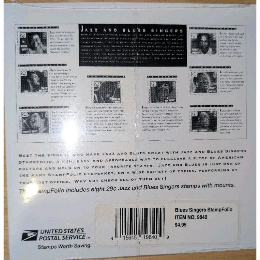1994 Jazz & Blues Singers 29c Stamp Folio - New Sealed LOT-2